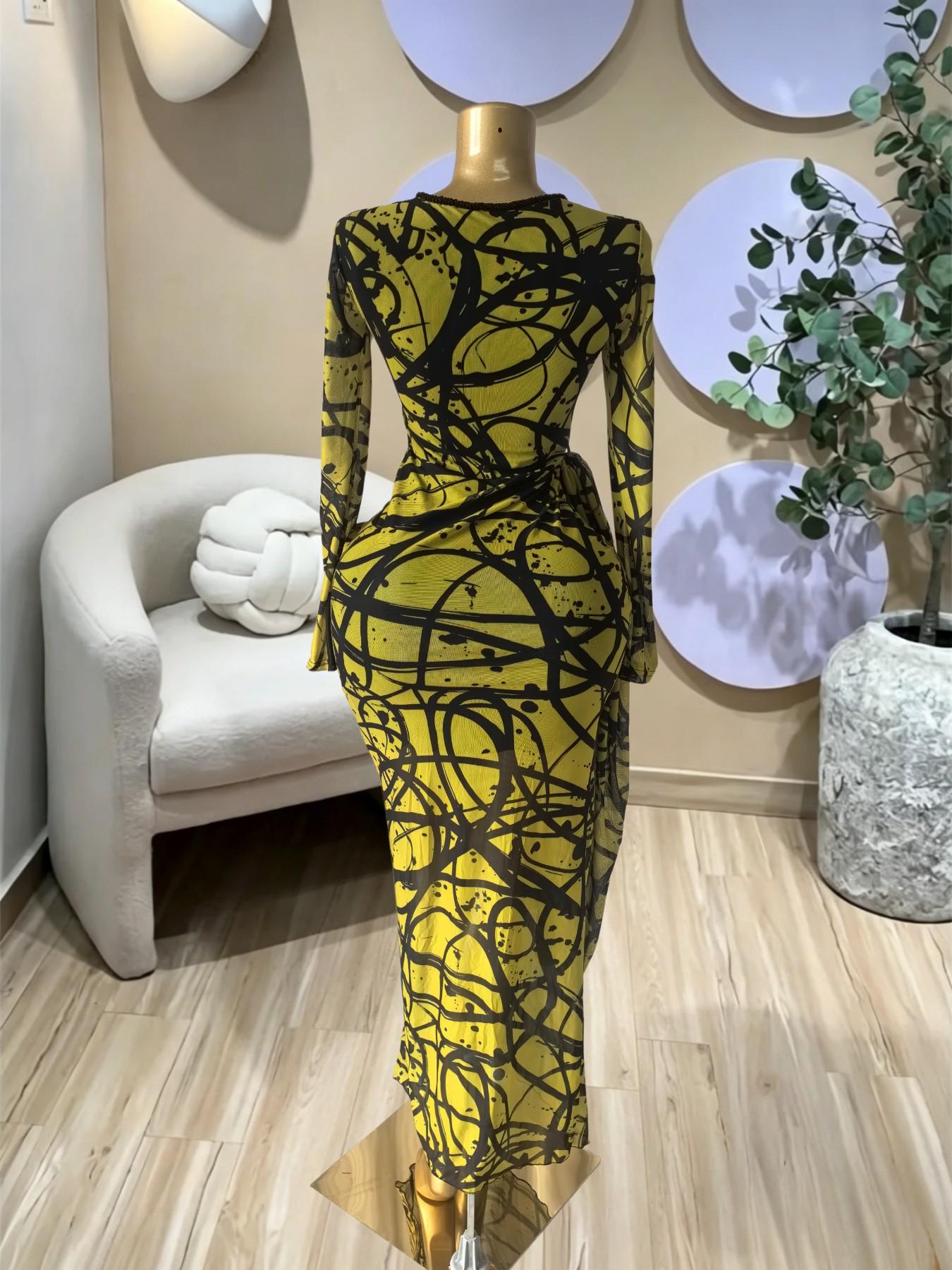 PULKRITU Elegant Women's Striped Pleated Long Sleeve Bodycon Maxi Prom Dress, Fashion Birthday Party Outfit Evening Gown, Perfect for Special Occasions,Lady Casual Dress,Female Brunch Dresses,Graduation Dress,