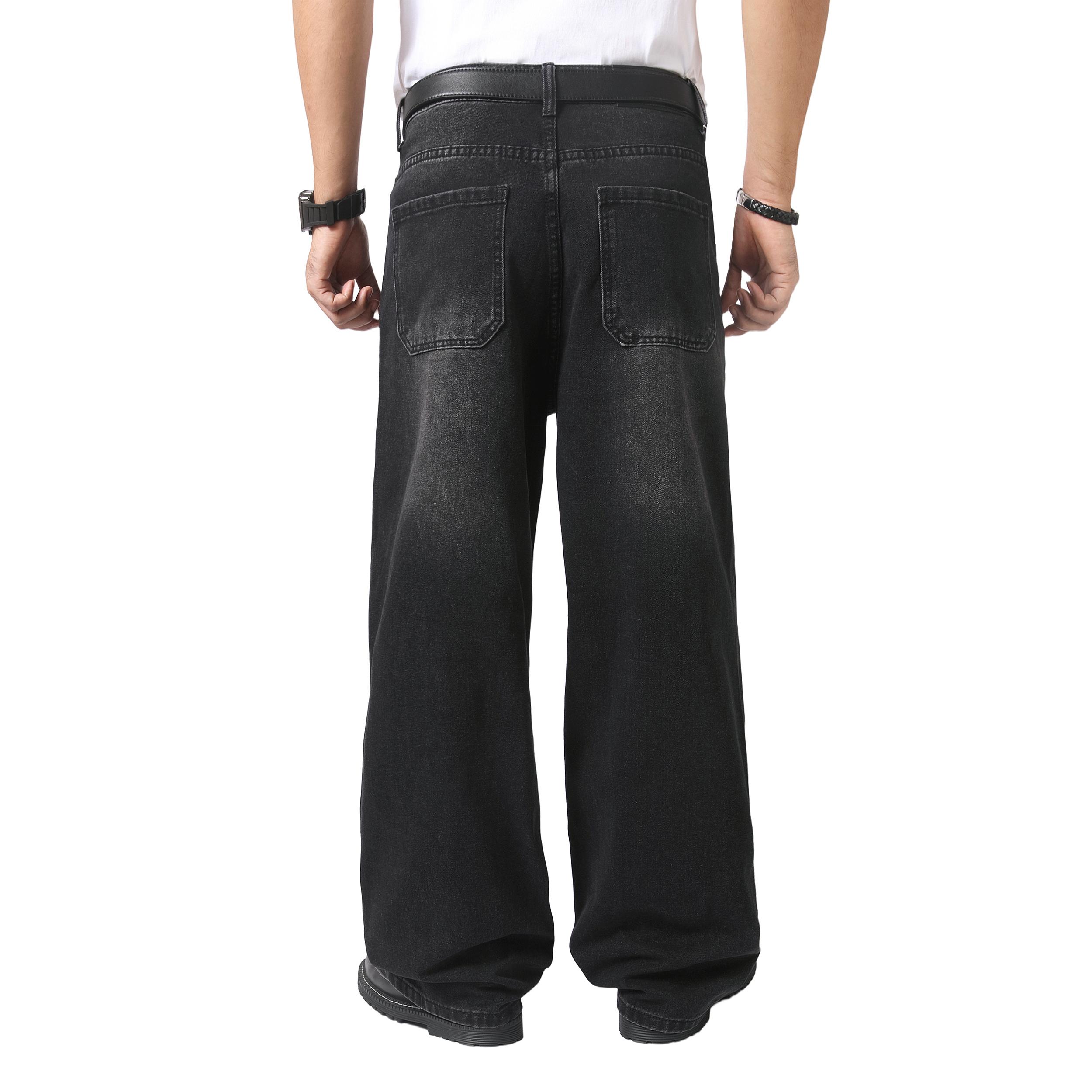 JUNBAOSS Men's Baggy Hip Hop Jeans Y2K Casual Vintage Wide Leg Skater Denim Pants Loose Fit Long Trousers 2000s Streetwear Mens Irregular Sutures Skateboard Steampunk Baggy Jeans Plain Pants Pockets