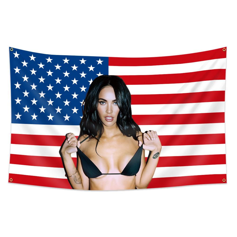 American Patchwork Flag Banner, 3x5 Feet Suitable for College Dorms, Men's Cave Wall Flag with 4 Brass Rings, Indoor Wall Decoration, Home Bedroom Decor, Home Decor Supplies