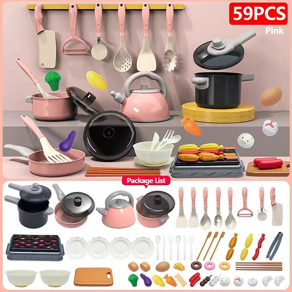 69-Piece Toddler Kitchen Pretend Playset with Pots, Pans, Utensils & Play Food, Play Kitchen Accessories for Ages 3+, Ideal for Classroom, Holiday & Birthday Gifts, 3 - 4 Years