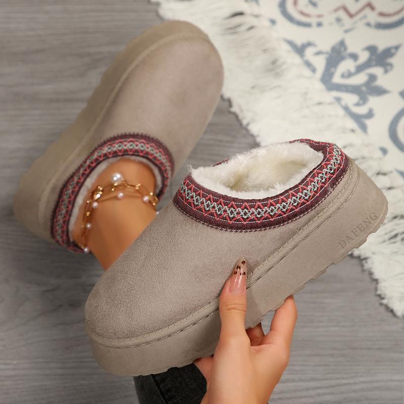 Women's Slippers Platform Mini Boots Short Ankle Boot Fleece Lined Sneakers House slippers Anti-Slip Boot For Outdoor