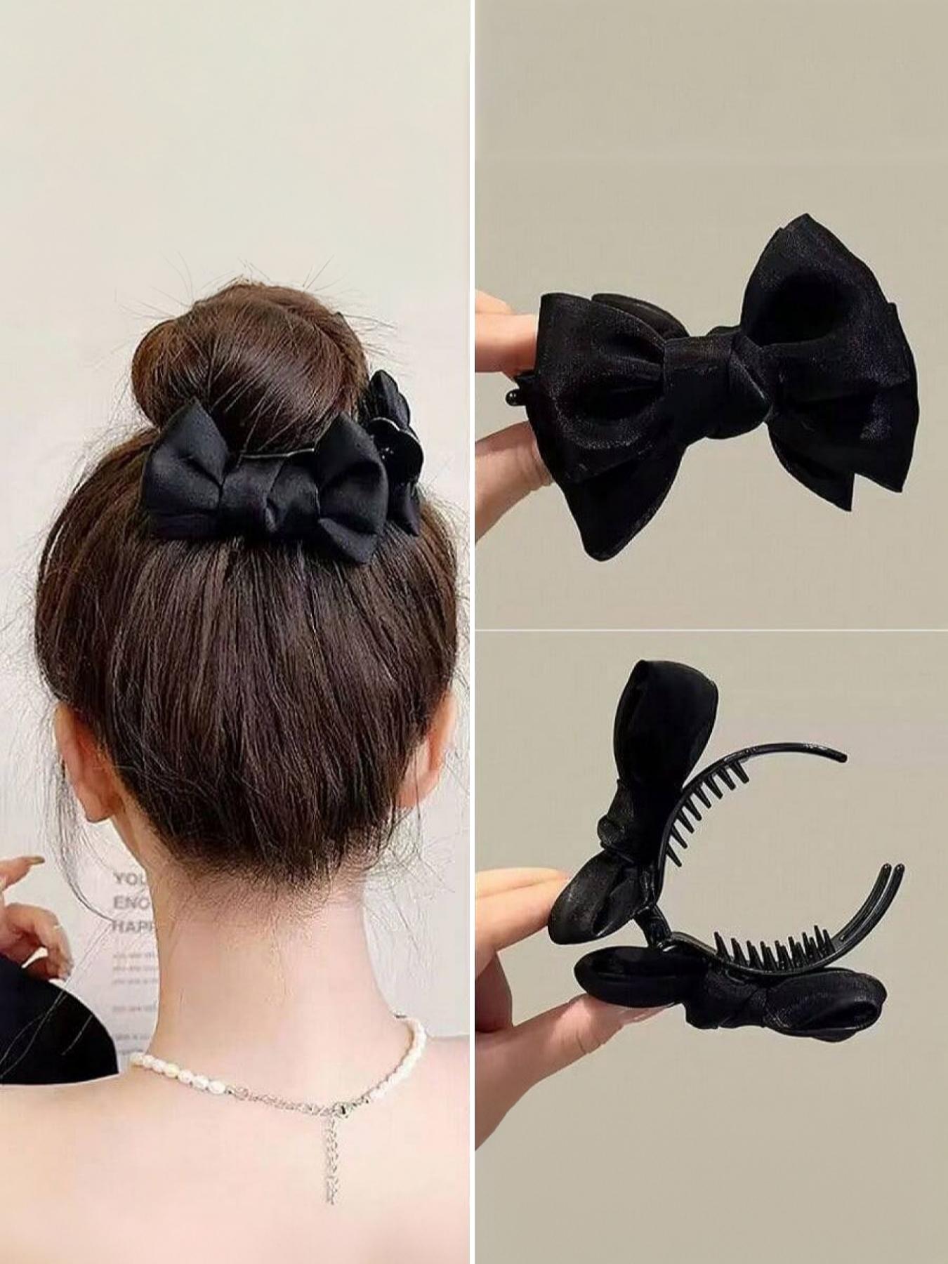 2Pcs Elegant Bow-Adorned Hair Claw Clip: Non-Slip Design, Suitable For Ponytails, Perfectly Matching Bun Hairstyles - An Ideal Choice For Women And Girls, Hair Clips, Hair Accessories, Hair Clips For Women, Claw Clips, Hair Claws Set