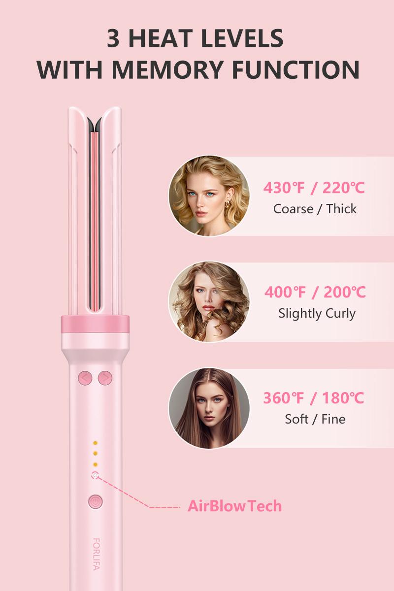 FORLIFA-Pro HyperCurve:Pro 3 in 1 Automatic Curling&Straightening Iron,AirBlow Tech with Cooling Air,1.1billion Negative Ions,72H Hold,Triple Hair Protect&Burn-Free,Automatic Shut-Off,2-Way Rotation,Anti-Scald,Anti-Tangle,TikTokShopSpringGlowUp
