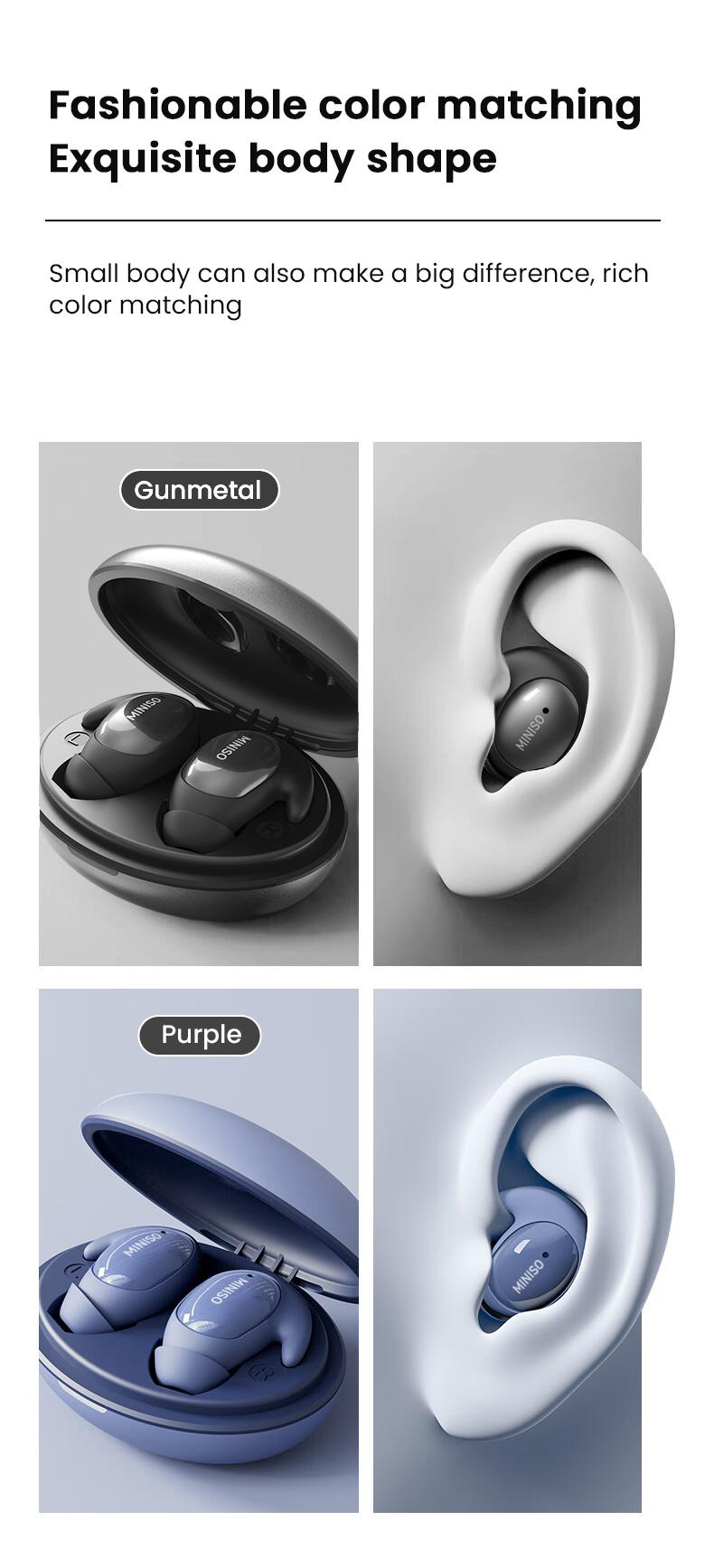 MINISO MS153 Wireless Sleep Earbuds Noise Blocking Headphones for Sleep Comfortable Fit Bluetooth 5.4 Earphones Side Sleeping In-Ear Headsets Noise reduction and sleep aid