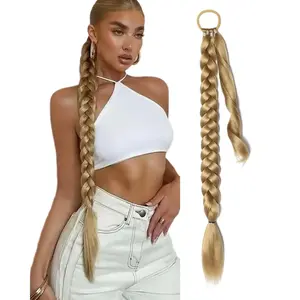 Braided Ponytail Extension with Hair Tie,  Braid #27 Blonde Ponytail Extension for Women, Extra Long Straight 1 Pack 32 inch