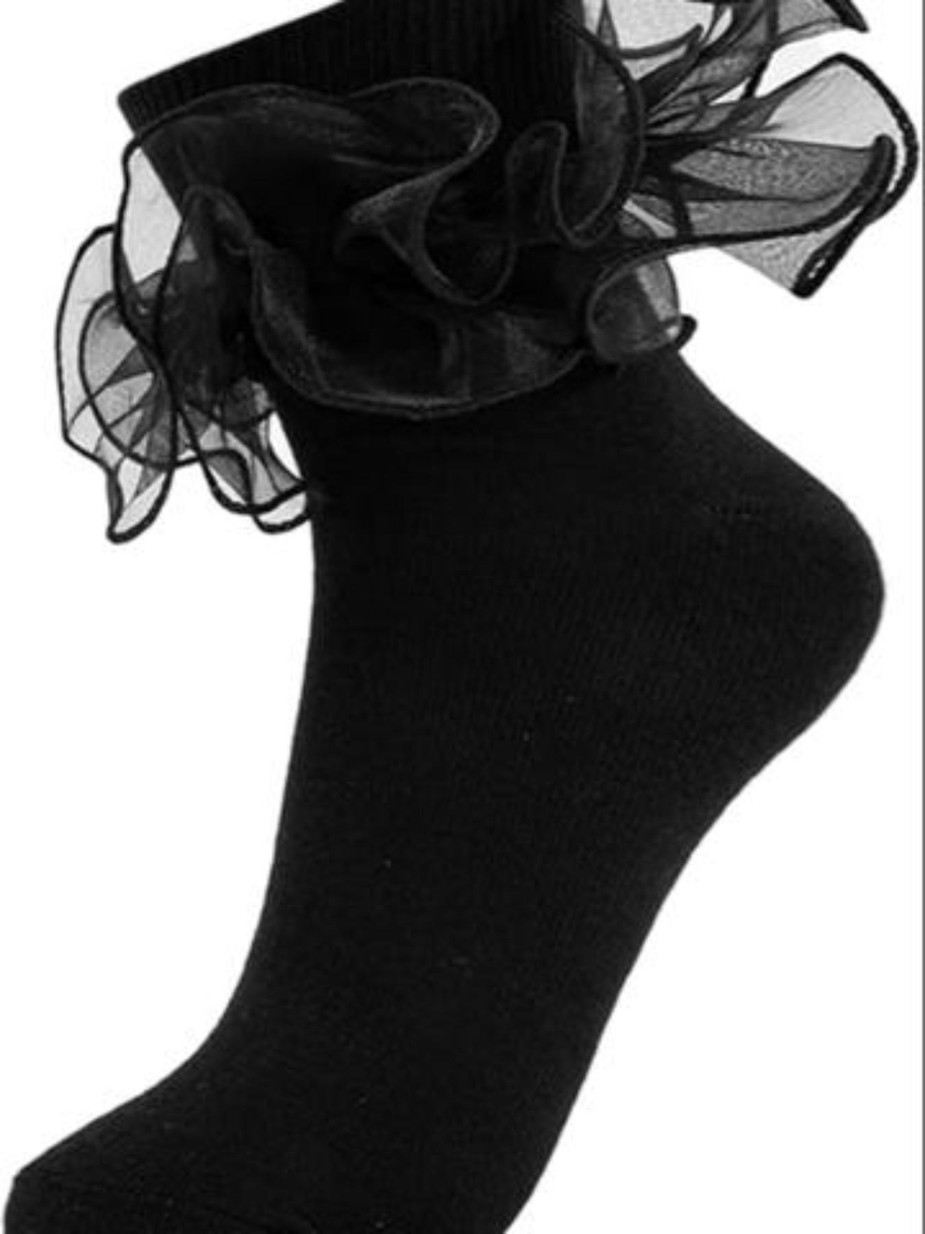 Ruffled Socks, Girl's Folded Ruffle Decorative Socks, Dance Socks, Princess Socks, Fashionable Anklet Socks for Kids
