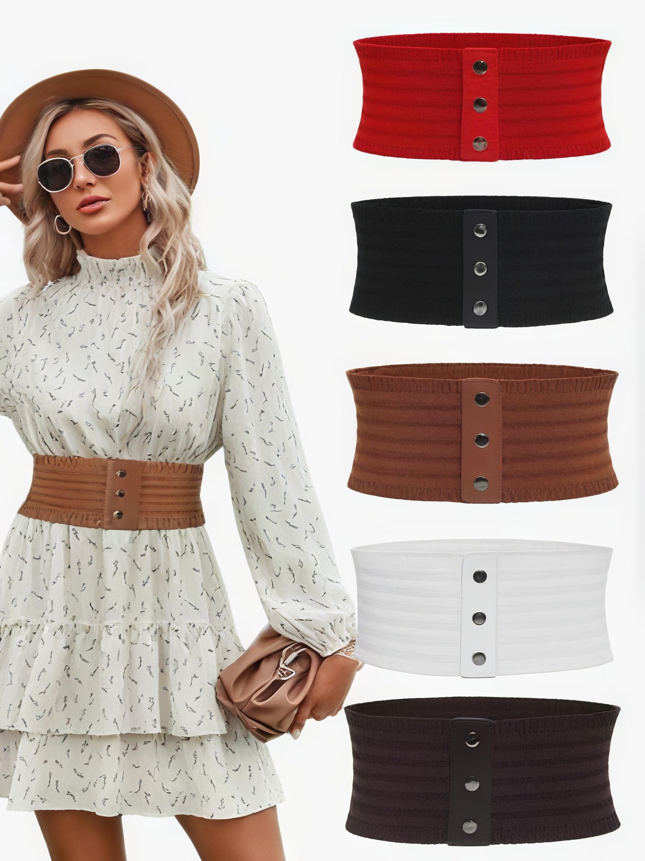 Elegant Women's Elastic Waist Belt, Bohemian Style Wide Waist Wrap, Fashionable Versatile Design, Available in Multiple Colors, Statement Belts