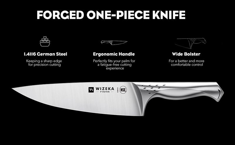 WIZEKA Jaguar Series Kitchen Knife Set with Block, Dishwasher Safe 15 Pcs Professional Chef Knife Set with Knife Sharpener, Food Grade German Stainless Steel Knife Block Set Gift for men Steak knife cooking knives Kitchen Knives kitchen accessories
