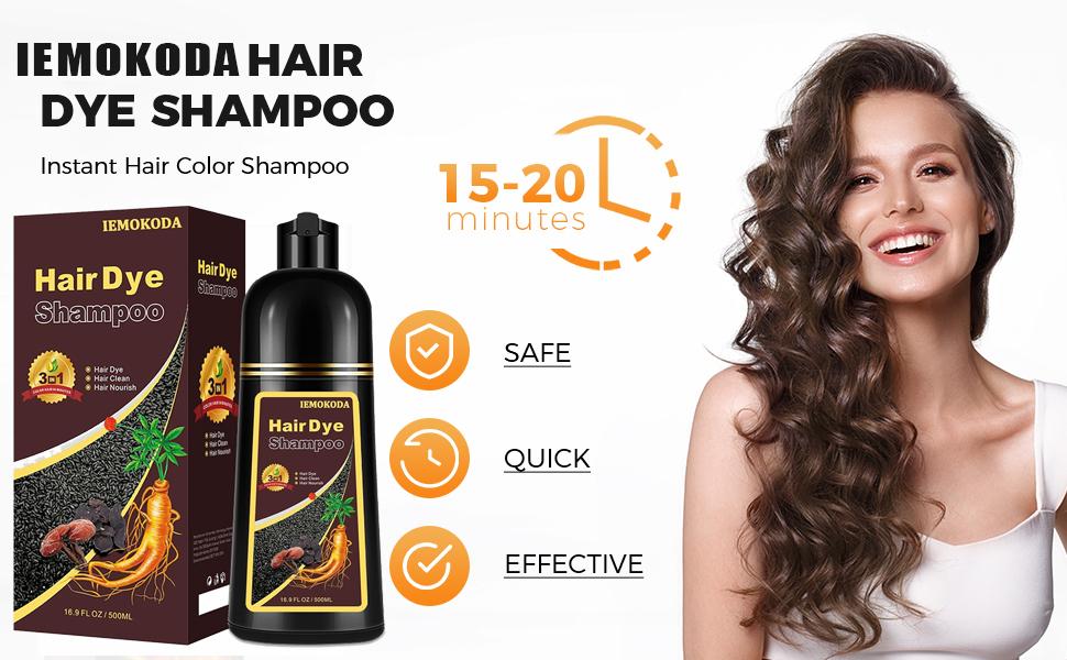 Natural Hair Color Shampoo for Gray Coverage, Instant Red Hair Dye Shampoo 3 in 1, Shampoo Hair Dye Works in Minutes, Red Hair Shampoo, Shampoo Para Canas for Women and Men Haircare