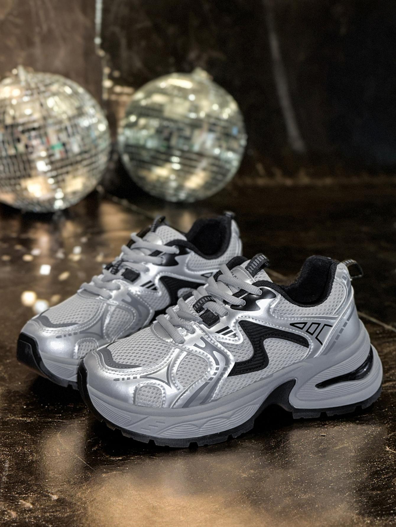 New Women's Chunky Sole Sports Shoes, Casual Dad Sneakers, Lace Up Sneakers, Athletic Shoes, Women's Fashionable Comfortable Breathable Shoes for All Seasons