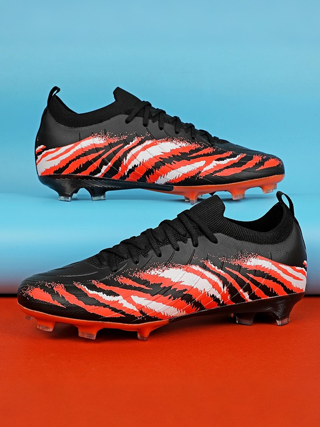 Men's Sporty Mid-Calf Athletic Shoes, PU Leather & Rubber Sole, Comfortable Laces, All-Season Football Running Shoes