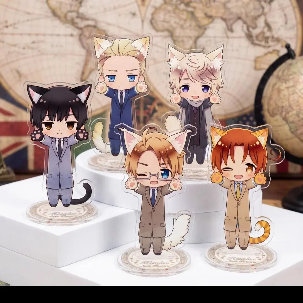 Hetalia: Axis Powers Cat Ear Chibi Acrylic Stand 10cm | USA UK France Germany Italy Cute Anime Figure Desk Decor Fan Gift