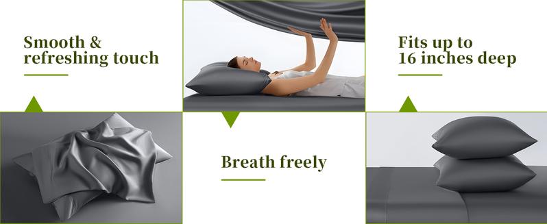 Sonoro Kate Pure Bamboo Bed Sheet Set - 4/6 Pieces Soft & Cooling, Organic Viscose Derived from Bamboo, 16 Inch Deep Pockets, Moisture Wicking