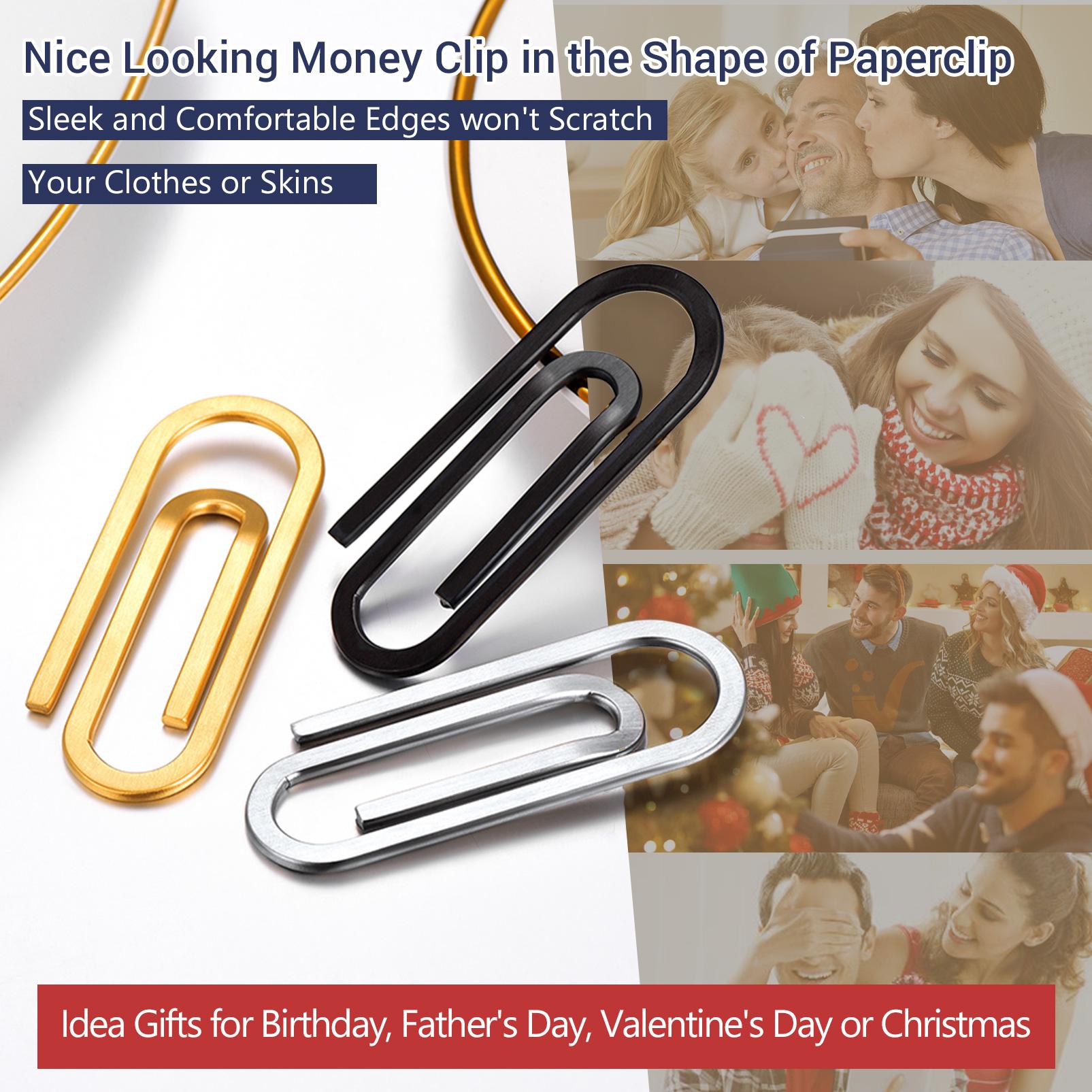 PROSTEEL Paperclip Money Clips Stainless Steel Slim Front Wallets Clip Jewelry Unisex For Men Women with Gift Box