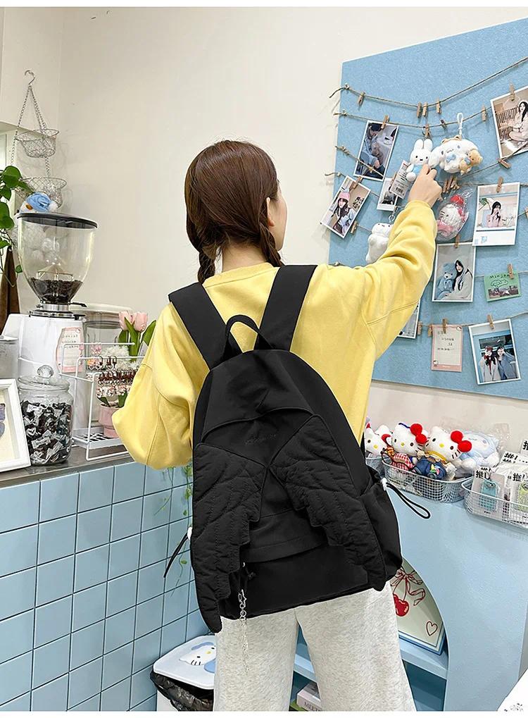 Angel's Wings Backpack for Girls Fashion School Bag for College Students Women Large Capacity Book Bag Lady mochila femininas