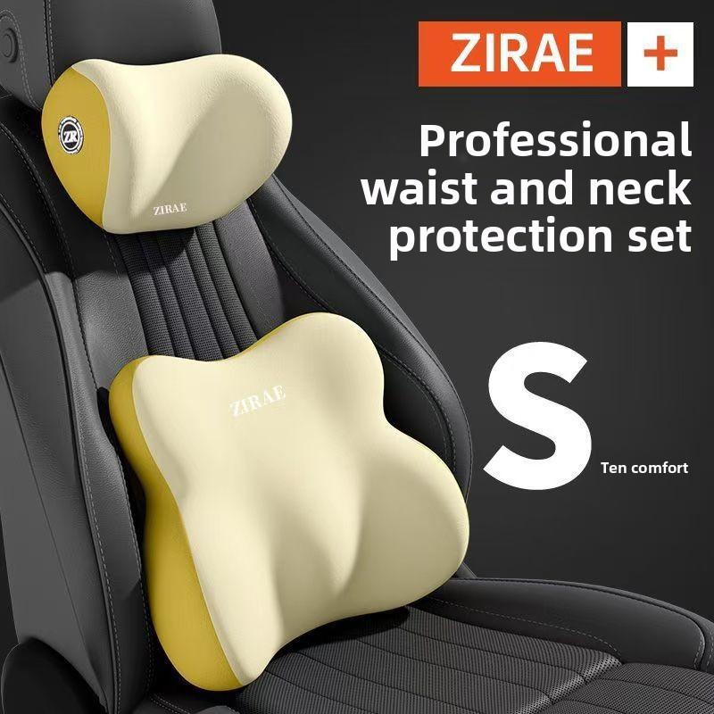 Car Neck Pillow Lumbar Support Set Memory Foam Backrest Cushion High Density Comfortable Headrest for Vehicle Office Home Use