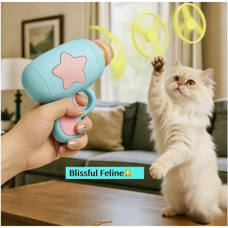 9Pcs Cat Fetch Toy Set Launcher Gun, Flying Disc Toy, Cat Track Toy for Cat Training Hunting Chasing Interactive Cat Toys for Bored Indoor, Cute Kitten Kitty Toys, Flying Propellers For Dog and Puppy Toy Pet Supplies, Cat Stuff Outdoorfun, Dog Stuff