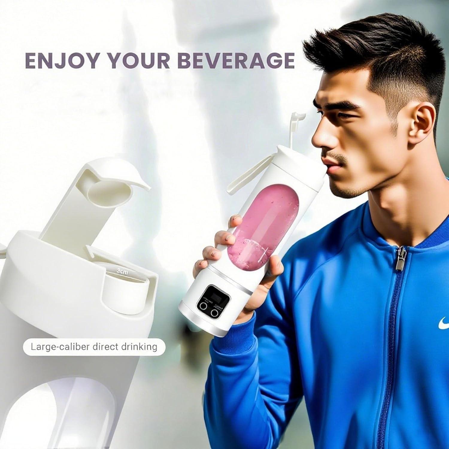 Portable Blender Personal Electric USB Rechargeable with LED Display, 450ML Portable juicer Shakes and Smoothies Blender, Small Blenders, Mixing, Compact, Convenient and Versatile#Summervibes Portable Blender Personal Electric USB Rechargeable with LED Display, 450ML Portable juicer Shakes and Smoothies Blender, Small Blenders, Mixing, Compact, Convenient and Versatile#Summervibes