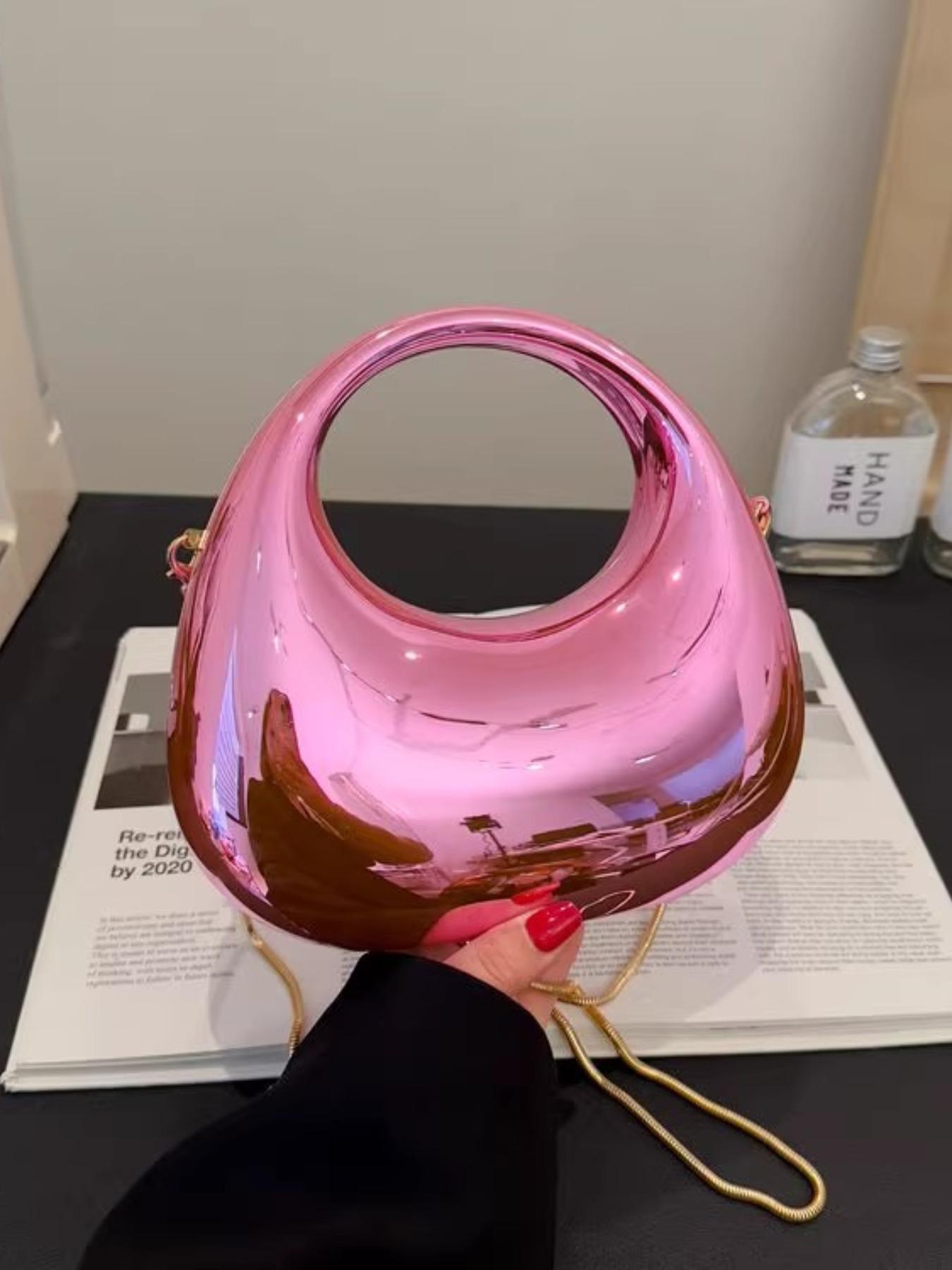 Sweet Cool Mini Acrylic Bag, Design Sensible Small Wallet, Single Shoulder Crossbody Chain Coin Accessory, Candy Color Shell Glossy Moon Box Party Handbag