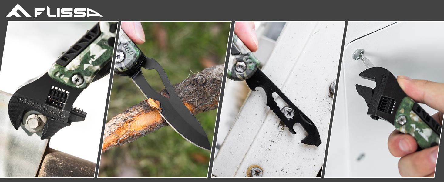 #SpringGlowUp FLISSA 13-in-1 Multi Tool Wrench, Stainless Steel Camo Multitool Adjustable Wrench with LED Light, EDC Pocket Knife with Sheath, Multipurpose Multi Use Tool #SpringGlowUp FLISSA 13-in-1 Multi Tool Wrench, Stainless Steel Camo Multitool Adjustable Wrench with LED Light, EDC Pocket Knife with Sheath, Multipurpose Multi Use Tool
