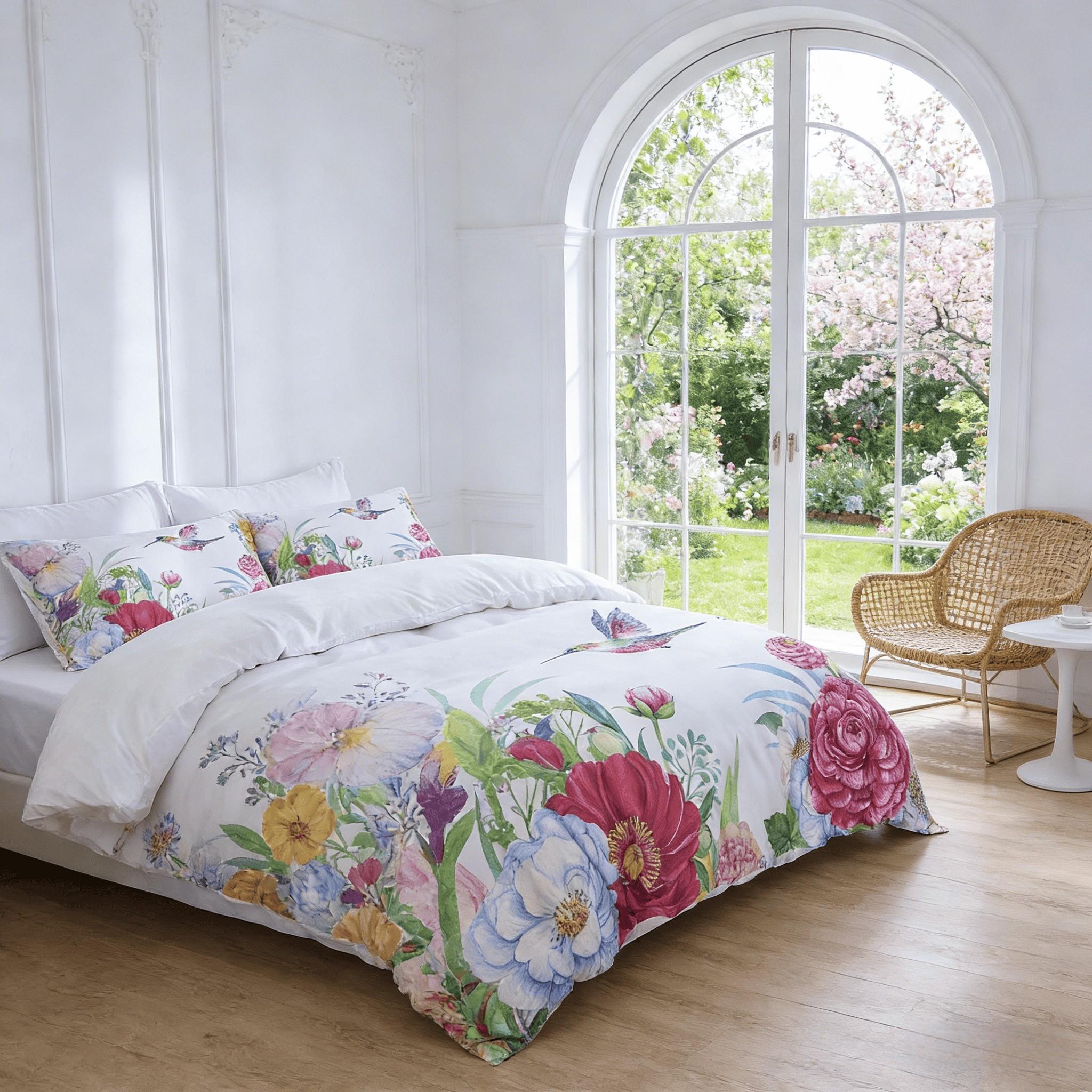 3pcs Plant Flower Hummingbird Bedding Set, Includes 1 Duvet Cover + 2 Pillowcases, Comfortable Sleep, Durable Material, Perfect Gift for Dorm Room