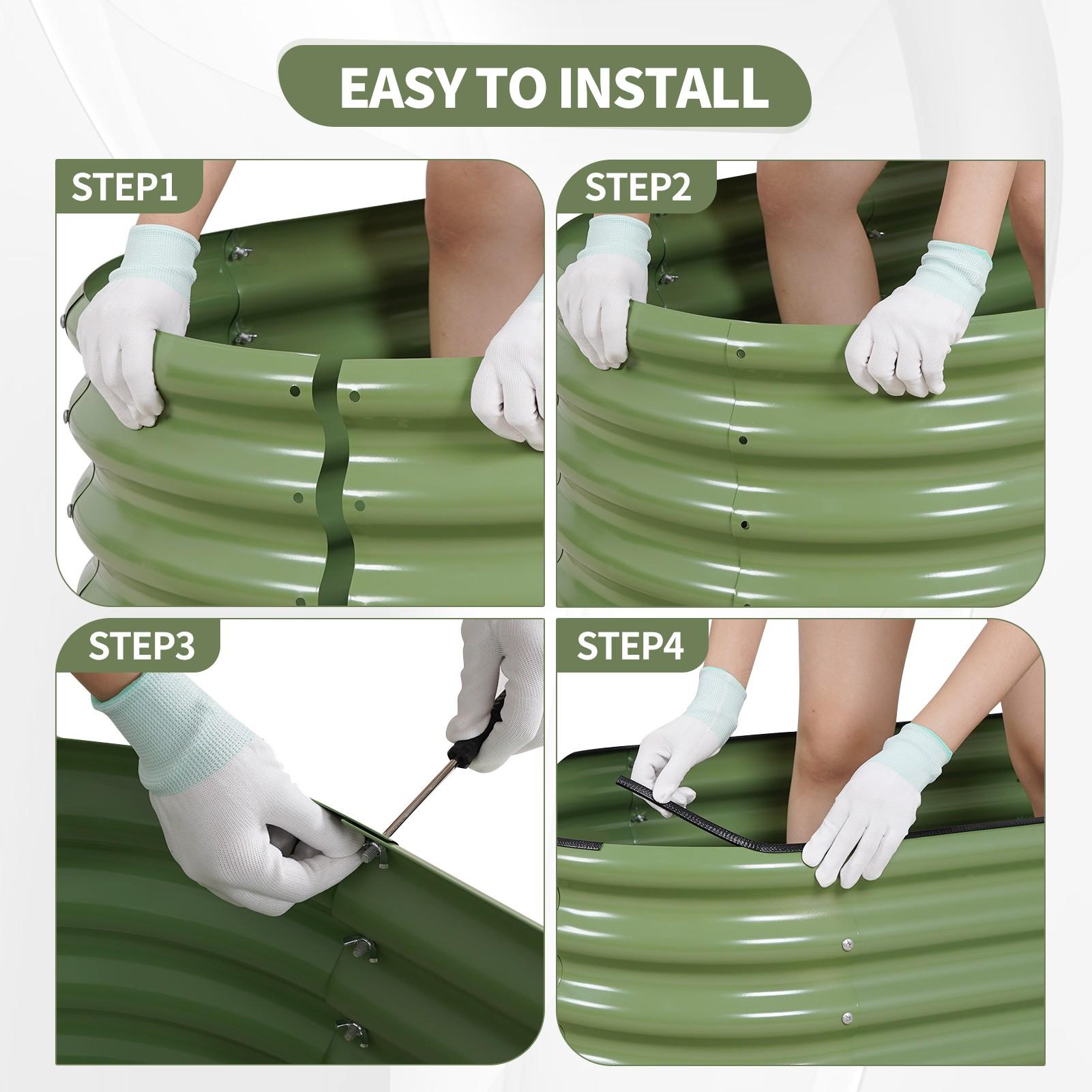 1pc Oval Metal Raised Garden Bed 4x2x1ft Steel Planter Box Kit for Vegetables Flowers Herbs Easy Tool Free Assembly Rust Resistant Deep Root Design