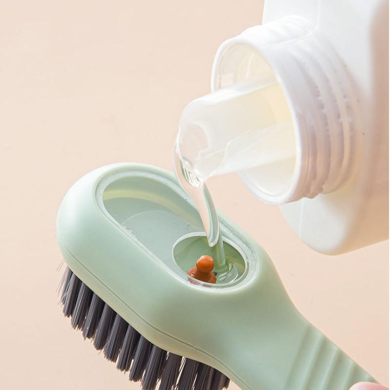 2-Pack Shoe Brush, Household Press-Type Automatic Liquid Additive Laundry Brush, Clothes and Shoes Cleaning Brush, Wholesale, Detachable, Washable