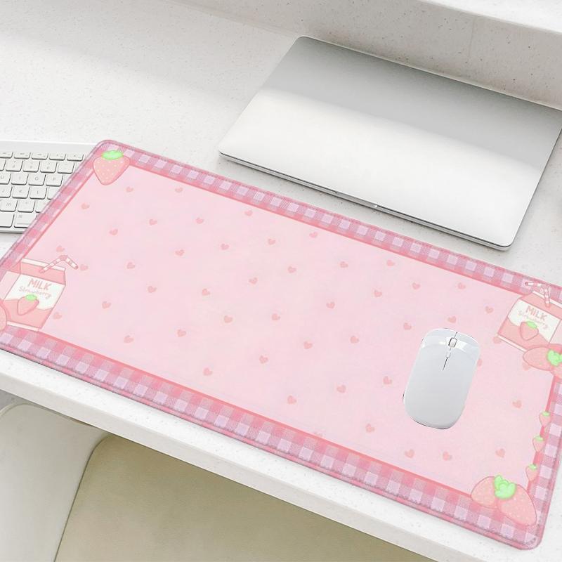 Cute Strawberry Pattern Mouse Pad, Rectangle Gaming Mouse Pad, Office Desk Keyboard Mouse Pad for Home Office Game Room Desk, Cute Desk Accessories
