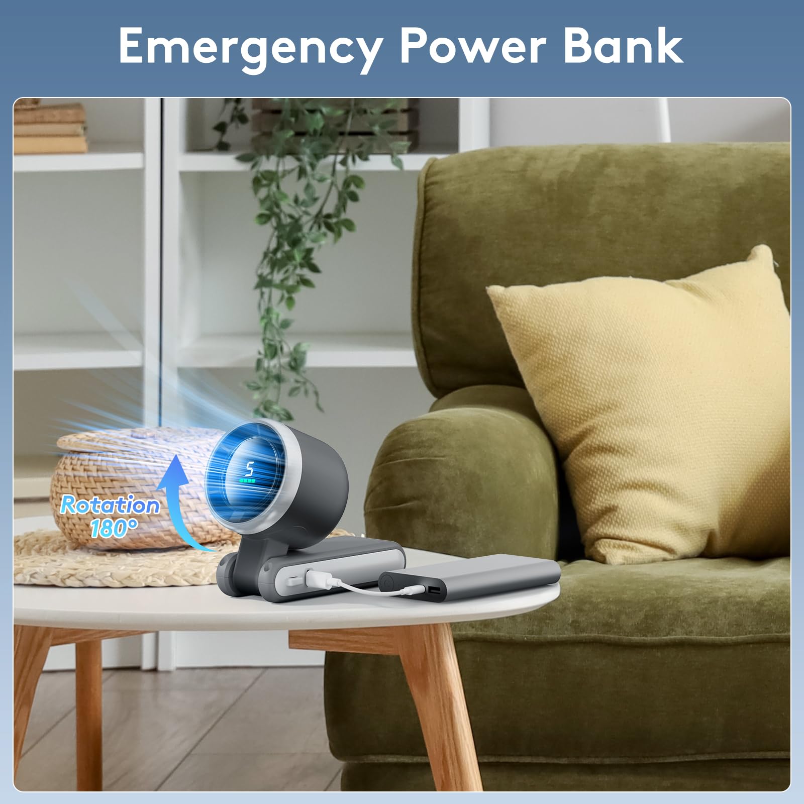 Portable Handheld Turbo Fan, 5 Gear Wind, Battery Operated, Up to 13 Working Hours Rechargeable Fan, 3 IN 1 Hand Fans with Air Turbo Tech Cooling Fan for for Travel, Beach, Outdoor