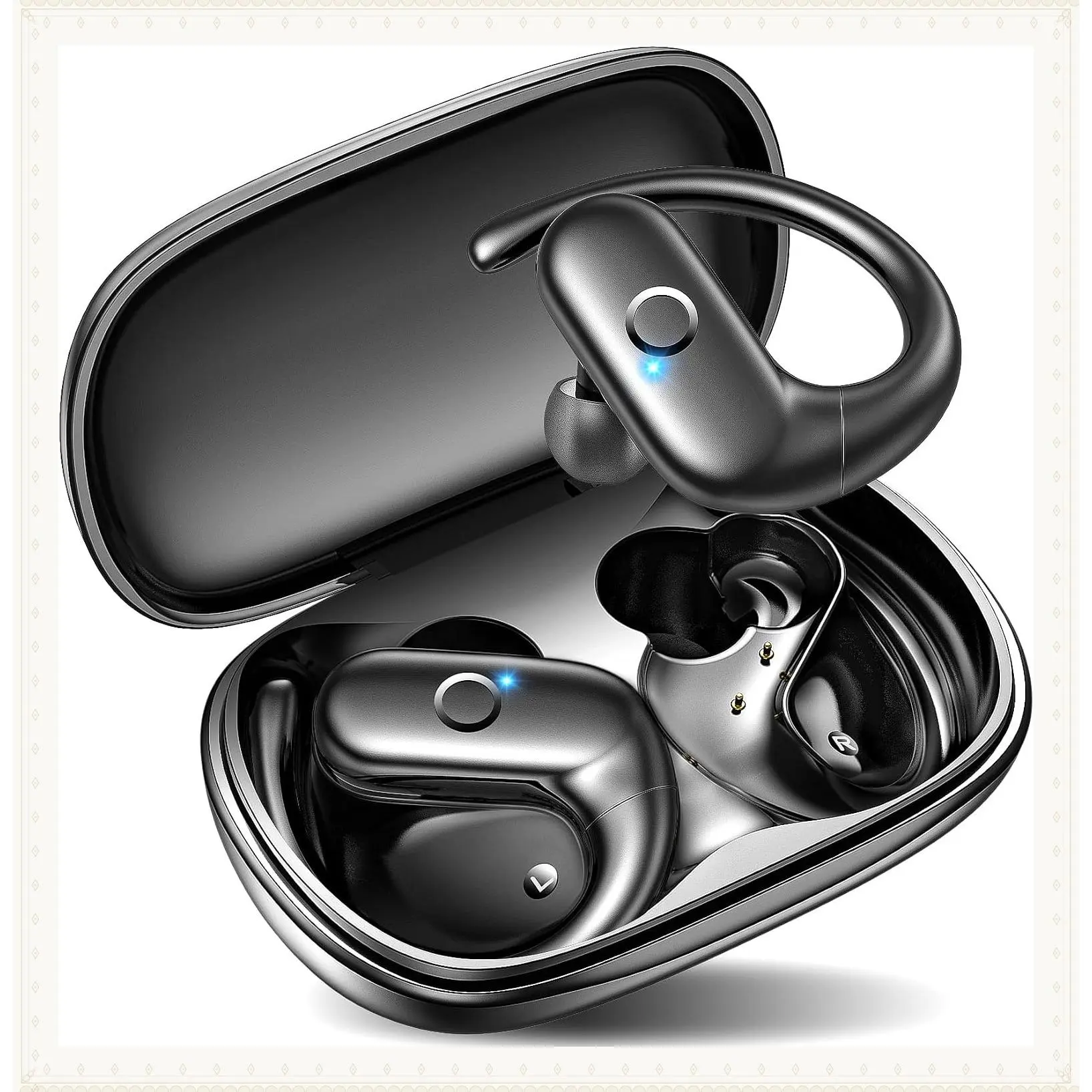 Wireless Earbuds Bluetooth 5.4 Sport Earphones with Earhooks, 60Hrs Battery, Redesigned Comfort Fit for Running, Workout, Meeting - BlackGift