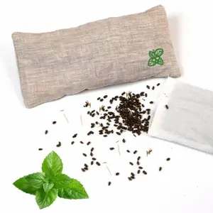 Linen Yoga Eye Pillow - Peppermint & Cassia Seed Scent, Removable, Gravity Light-Blocking Mask, Calming Sleep Aid for Meditation & Fatigue Relief, Gentle Spa Treatment