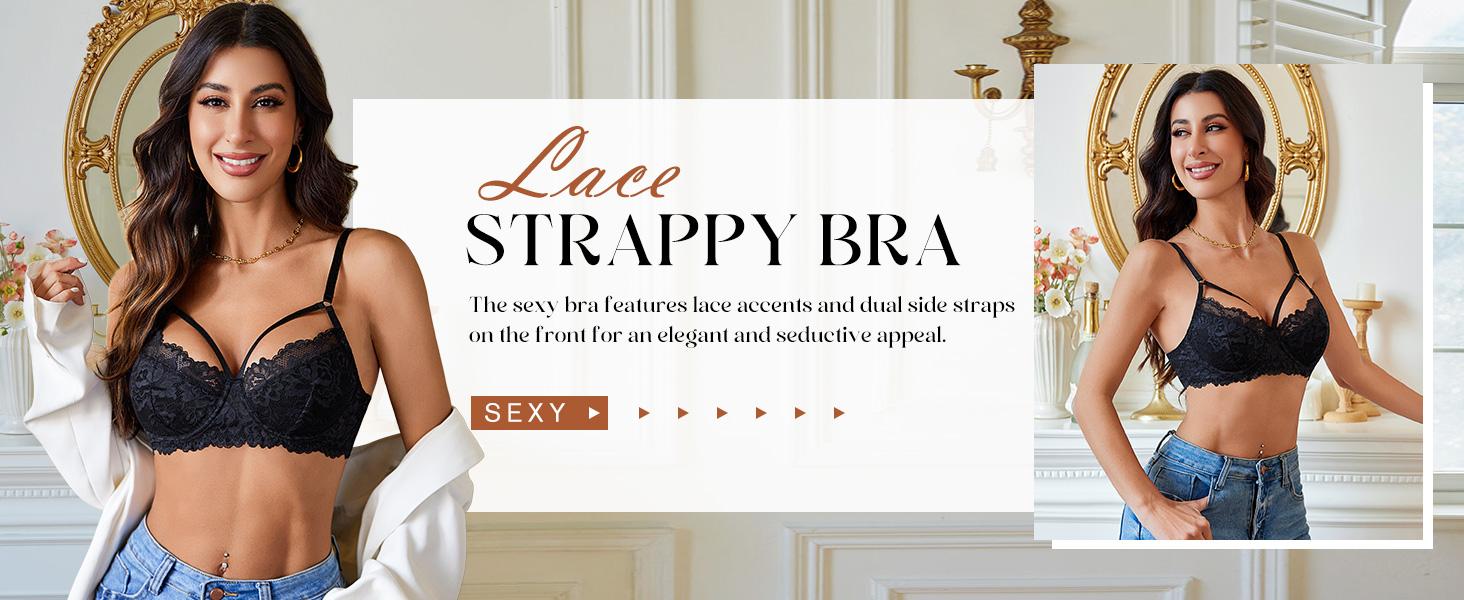 Avidlove Bras for Women Lace Underwire Bra Adjustable Strap Two Layer Bra V Neck Unlined Lingerie Avidlove Bras for Women Lace Underwire Bra Adjustable Strap Two Layer Bra V Neck Unlined Lingerie