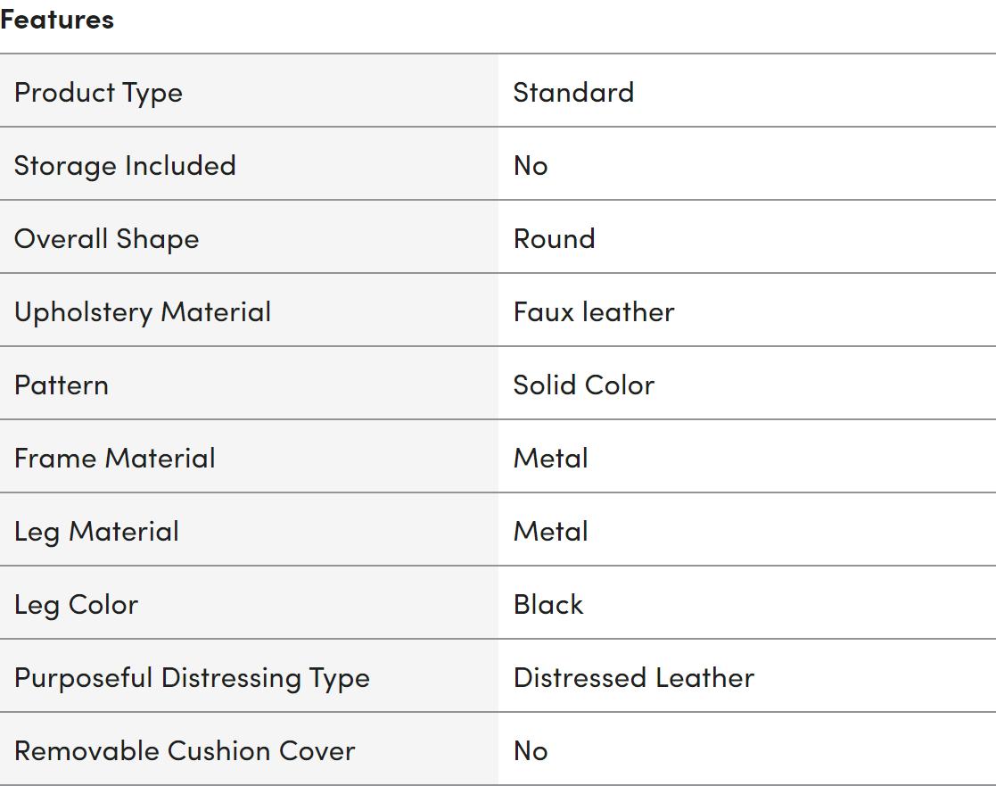 BaliaaFurniture BALLIAA Modern Round Coffee Table, Farmhouse Ottoman Coffee Tables for Living Room, Large Vintage Leather Coffee Tables with Leather Upholstered Padded Seat [Round, Yellow, 30'']