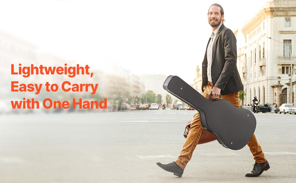 VEVOR Acoustic Guitar Hard Case, 43.31 in Gourd-Shaped Guitar Hard Case, With Lock Latch Key Handle, PVC Padding Soft Lining Water-Resistant Hard Shell Guitar Case, for 39-41 in Acoustic Guitar, Black