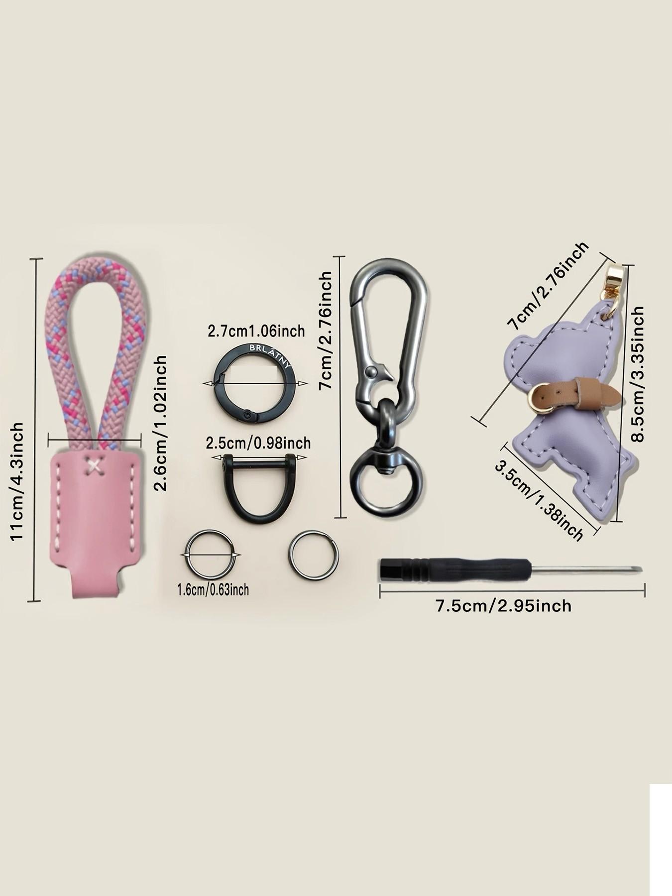 PU Leather Bulldog Keychain, Cute Plain Style Bag Charm, Fashionable Gift for All Seasons, Unisex Accessory for Men and Women