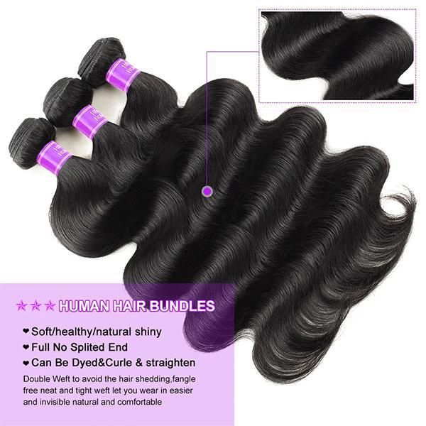 4x4 Closure With Bundles 28 30 Inch Brazilian Body Wave Bundles With Closure 3/4 PCS Human Hair Bundles With Closure Free Part