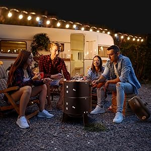 Ubesgoo Vertical 17 Inch Charcoal BBQ Smoker, 3-in-1 Portable Outdoor Grill Cooker With Built-in Thermometer For Outdoor Backyard Cooking Grilling Camping
