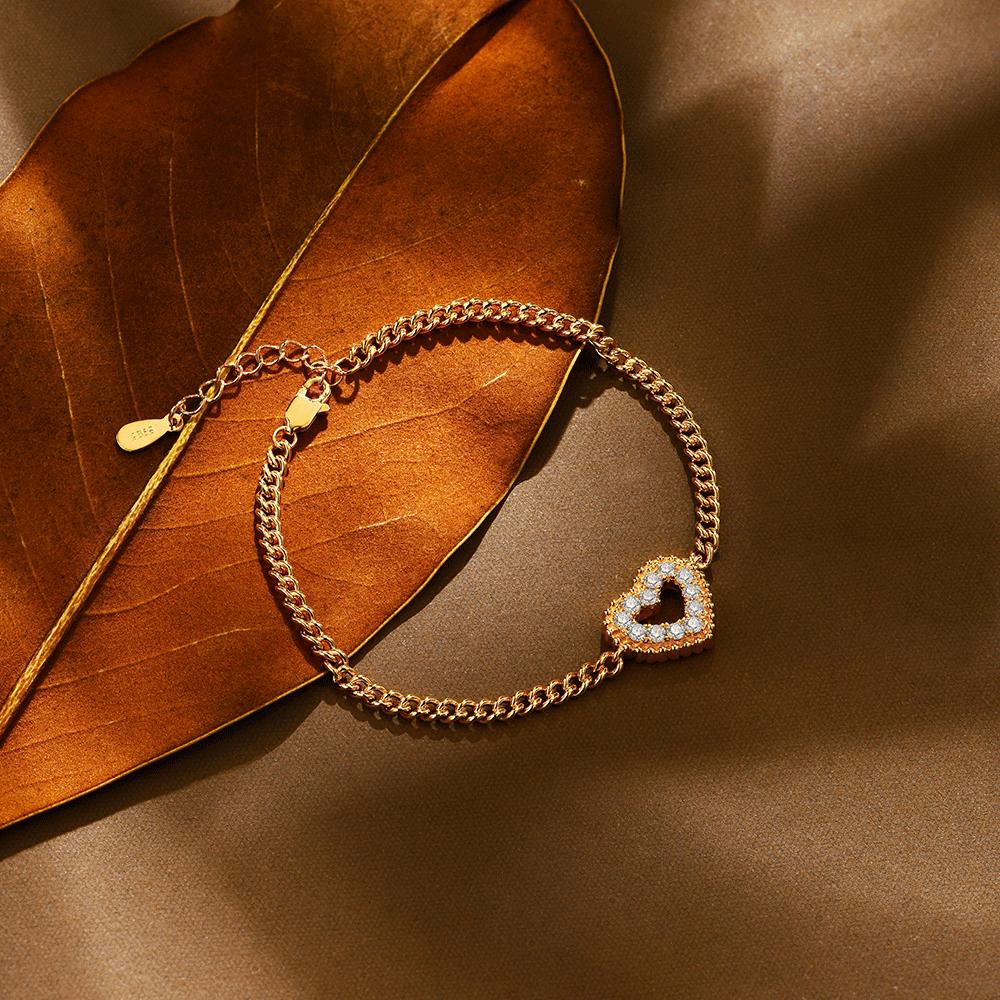 Heart design Synthetic Moissanite Tennis Bracelet D VVS1 Birthday Party Gift Beautiful Jewelry B017