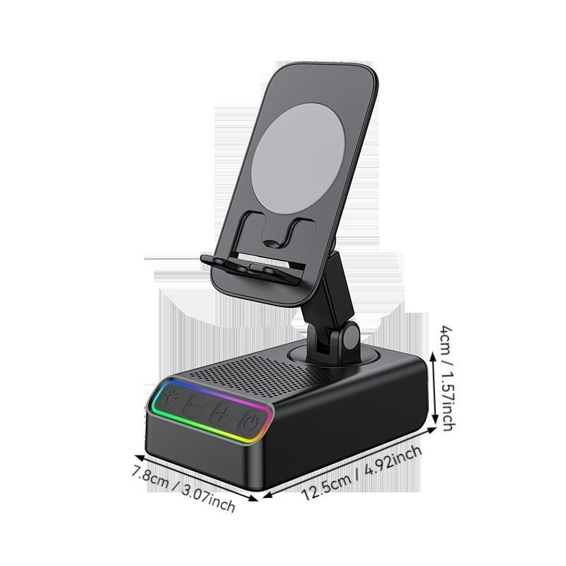 Wireless Bluetooth-compatible Speaker Bt5.3, Multifunctional Desktop Speaker, Five-In-One Phone Stand with LED Light, Compatible with iPhone & Android Phones, No Battery Included