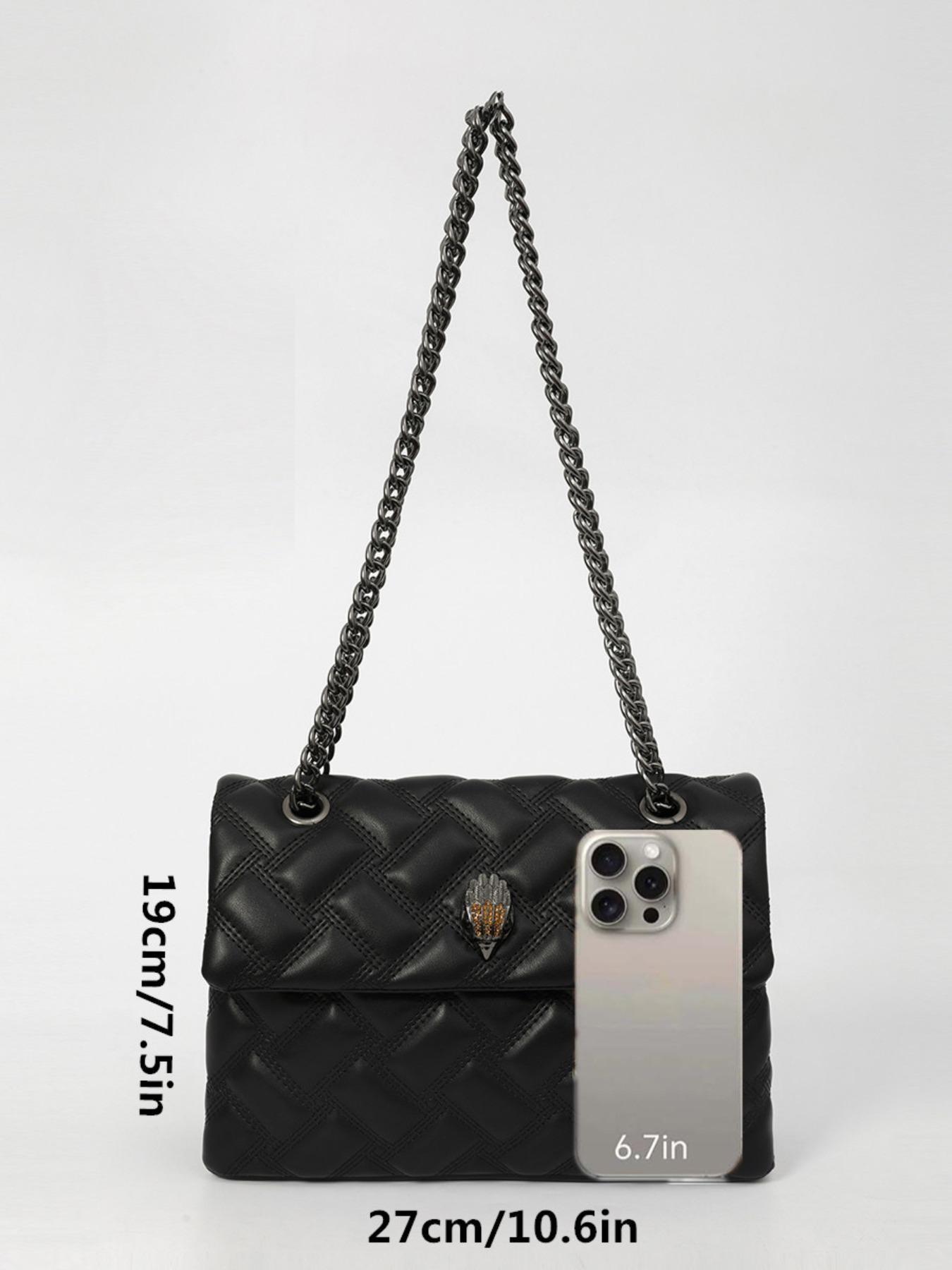 2026 Women's New European Style Chain Bag, Fashionable Patterned Bag, Solid Color Rhombus Embroidery, Large Capacity Crossbody Shoulder Bag, Perfect for Commuting