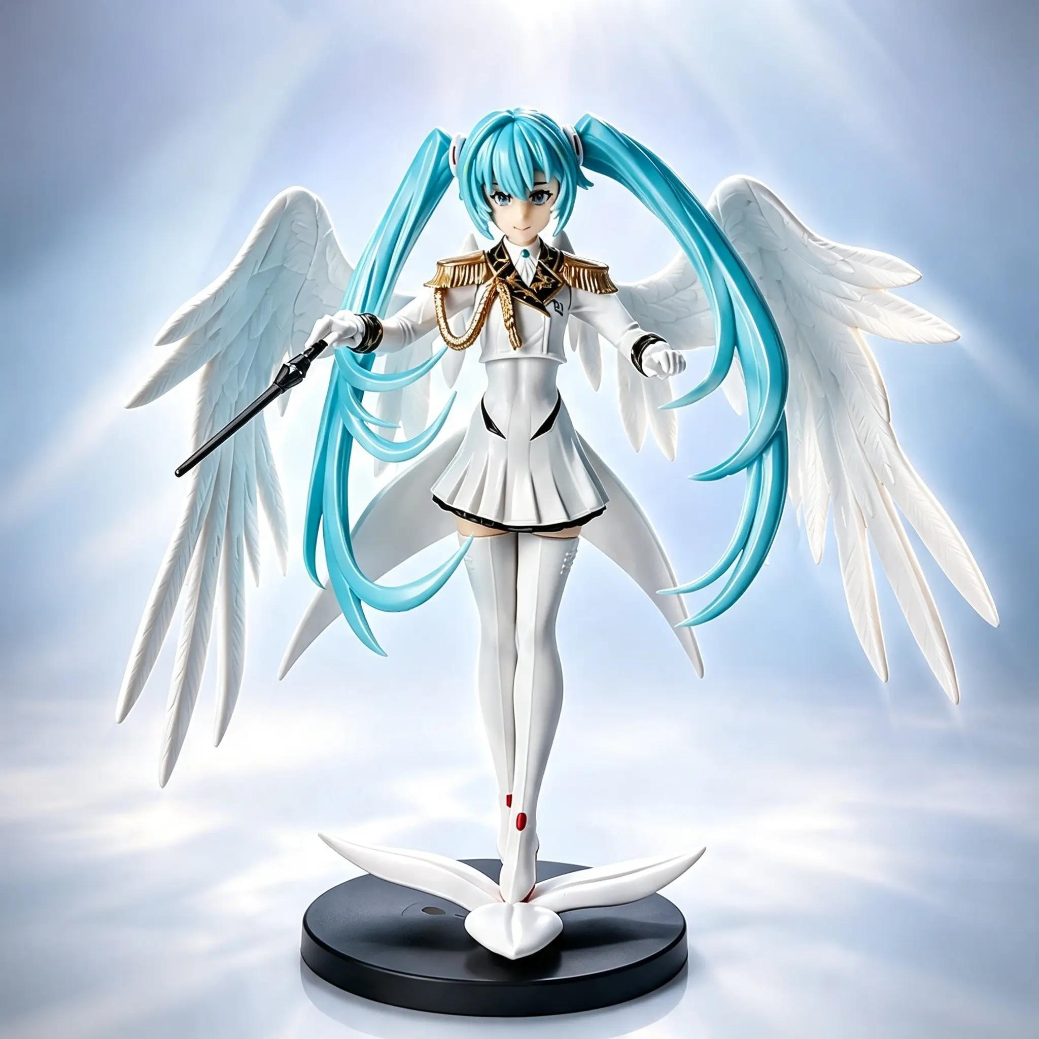 Vocaloid Hatsune Miku Winged Military Commander Figure, Anime Angel Mecha Style, 21cm PVC Collectible, Desktop Decor, Gift for Fans, Pvc Figures