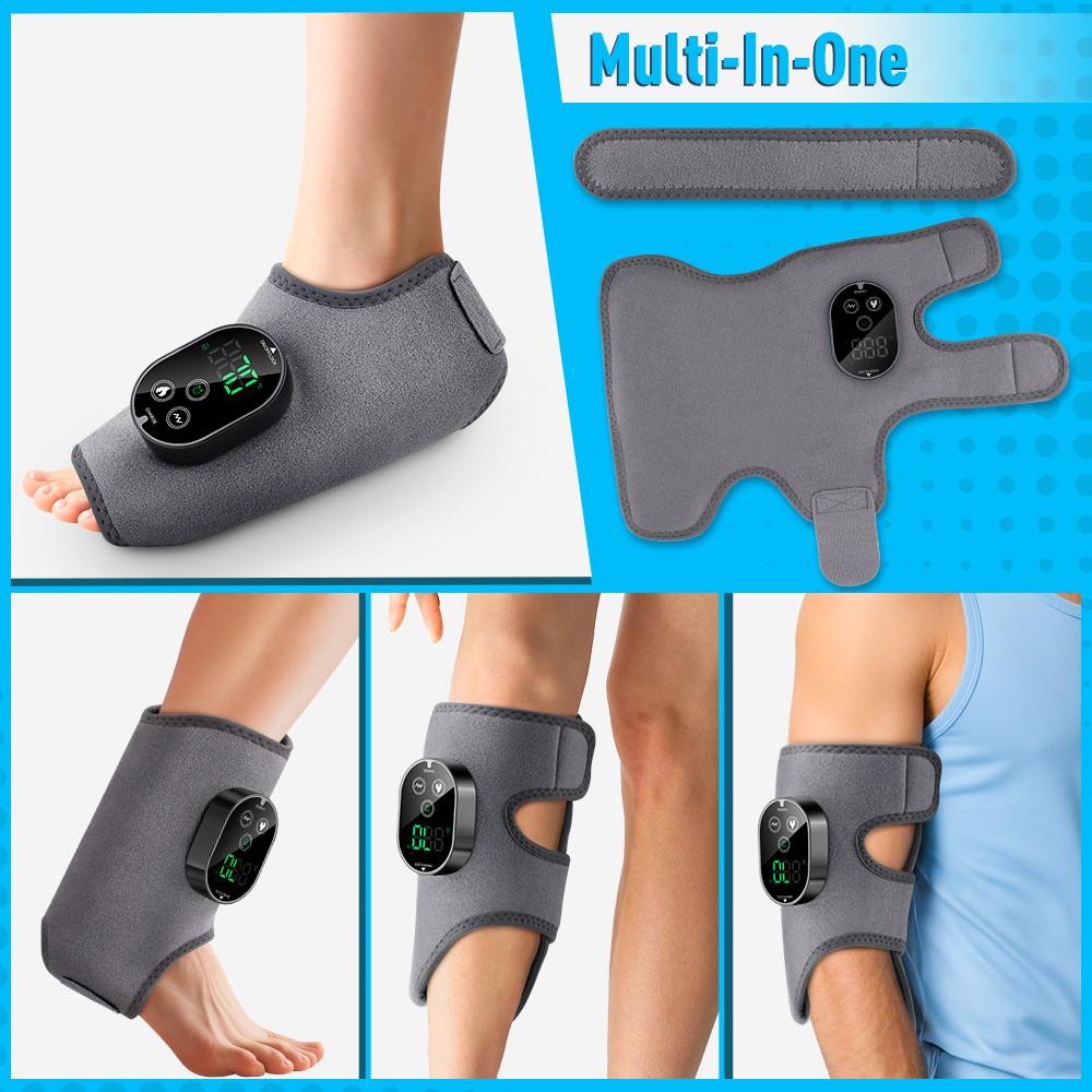 Wireless Ankle Foot Massager, 6 Temperature Settings, 3 Vibration Modes, Adjustable Timer, 3000mah Battery, 3-IN-1 Used for Foot, Ankle, Elbow, Fits Left/Right Feet