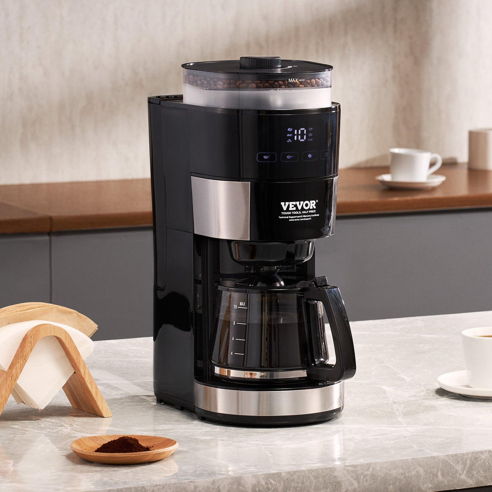 VEVOR Coffee Maker with Grinder, 10 Cup Coffee Machine, Grind and Brew Coffee Maker with 3 Brew Strength Control, Drip Coffee Maker with Adjustable Grinding Coarseness, for Home Office Restaurant VEVOR Coffee Maker with Grinder, 10 Cup Coffee Machine, Grind and Brew Coffee Maker with 3 Brew Strength Control, Drip Coffee Maker with Adjustable Grinding Coarseness, for Home Office Restaurant