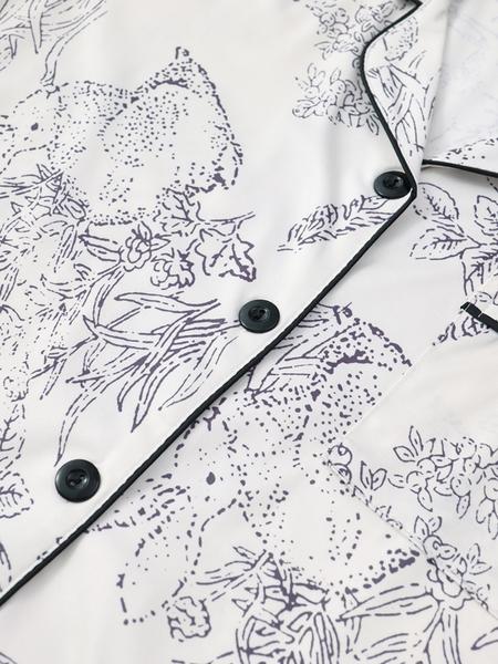 Women's Floral Button Front Pocket Shirt & Elastic Waist Pants Set, Casual Two-Piece, Short Sleeve Lapel Cardigan Top