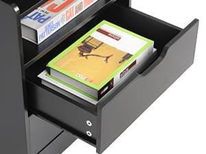 Sikaic LED Nightstand With Bookshelf Charging Station Furniture Drawer Bedroom Table Home Organize Study Minimal Interior Power Outlets