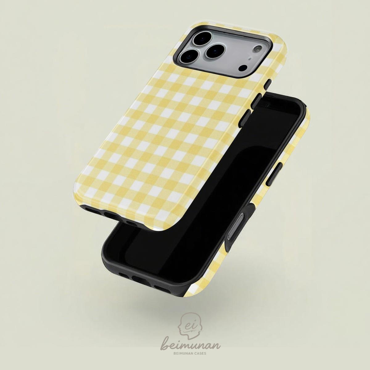 Gingham Pattern, Buffalo Plaid, Picnic Check, Printed Phone Case Casing, Heavy Duty 2in1 Shockproof Phone Protective Cover, Mobile Accessories, Cellphone Smartphone for iPhone X 11 12 13 14 15 Pro Max, Great for Valentine's Day, Couples, Friends Gift