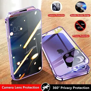 Anti-Peep Privacy Magnetic Adsorption Case For iPhone 17 16 15 14 13 12 11 Pro Max Double Sided Glass With Camera Lens Protect Cover