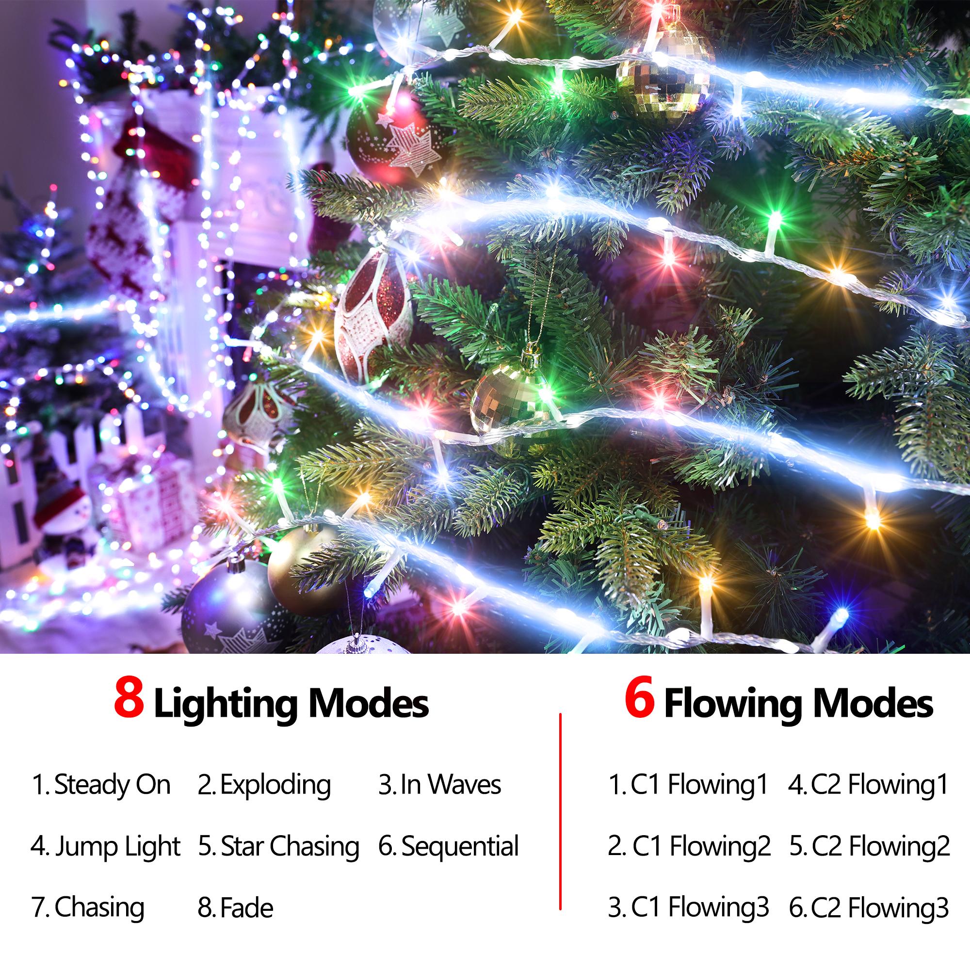30FT Outdoor Water Flowing Lights - 240 LEDs Christmas Multicolor String Lights with 8 Basic Modes + 6 Flowing Modes,Outdoor Waterproof Timmer Memory Function Patio Lights 30FT Outdoor Water Flowing Lights - 240 LEDs Christmas Multicolor String Lights with 8 Basic Modes + 6 Flowing Modes,Outdoor Waterproof Timmer Memory Function Patio Lights