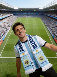 Football National Team Fan Scarf, Dual-Sided Team Logo Print, Football Supporter Scarf, World Cup Fan Gift, 1 Piece