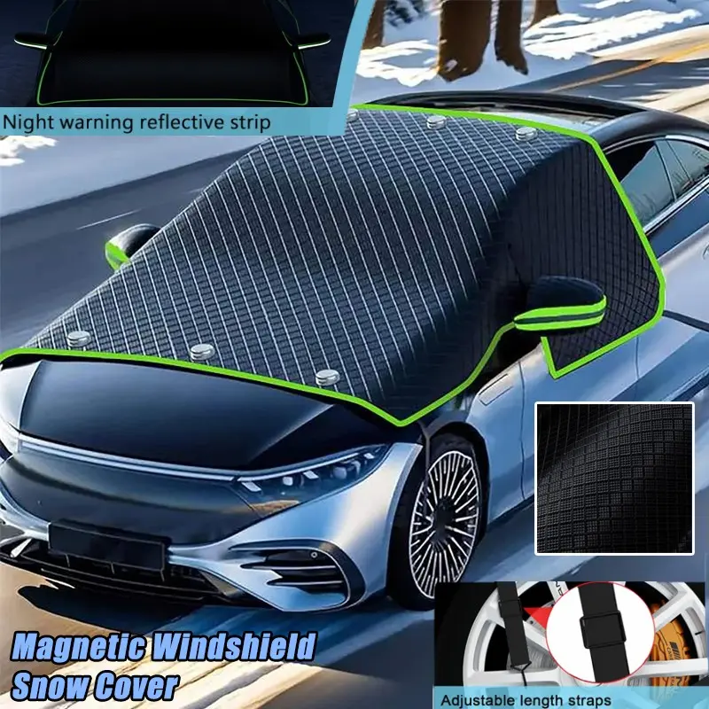 Magnetic Car Windshield Snow Cover, UV Protection, Automotive Windshield Sunshades, Fits Most Cars, Suvs, Includes Side Window and Rearview Mirror Protector, Auto Accessories